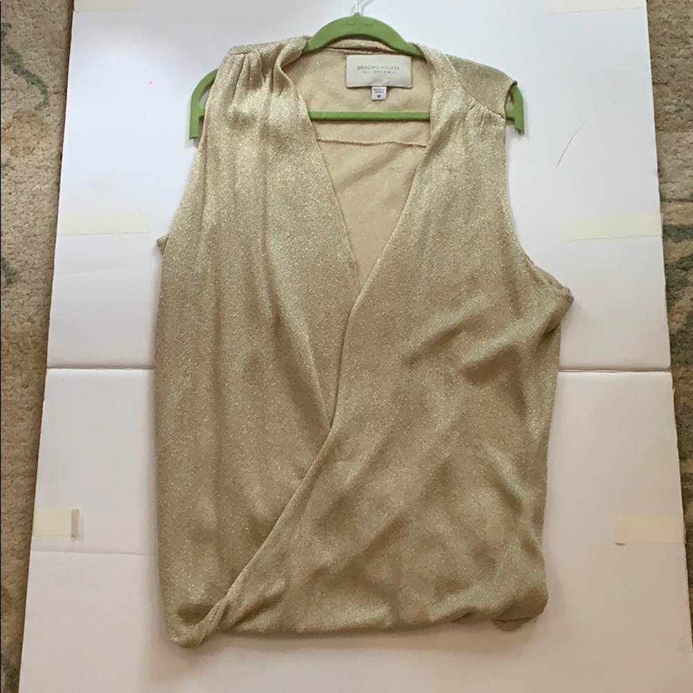 Intermix Draped Gold Knit Blouse